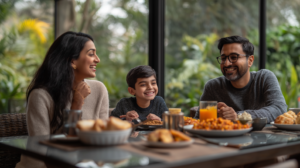 Indian Family enjoying Dinner