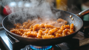 Pasta cooking on gas stove